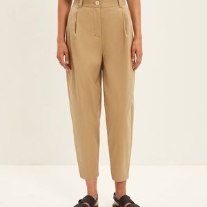 Frank and Oak Amelia Barrel Fit Pant in Dark Beige